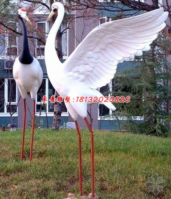 玻璃鋼動物雕塑，公園丹頂鶴雕塑