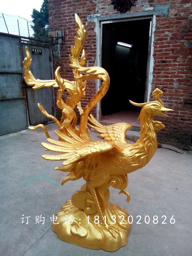 玻璃鋼鳳凰，玻璃鋼仿銅動物