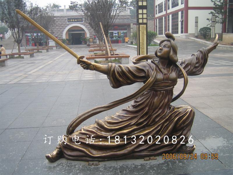 古代美女舞劍銅雕，廣場(chǎng)人物銅雕