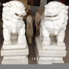 小獅子石雕，漢白玉獅子雕塑