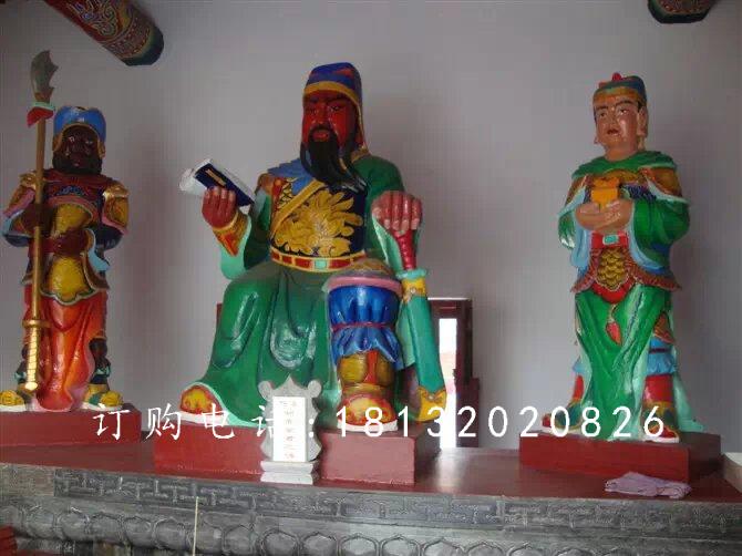 玻璃鋼關(guān)公讀春秋雕塑，玻璃鋼彩繪關(guān)公