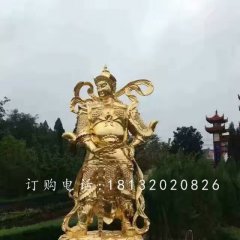 韋陀銅雕，貼金菩薩雕塑