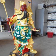 持刀關(guān)公雕塑，玻璃鋼彩繪關(guān)公雕塑