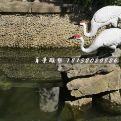 丹頂鶴石雕，公園動物石雕