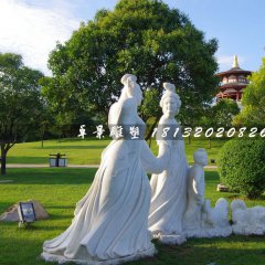 古代美女石雕，公園漢白玉人物雕塑