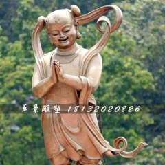 善財(cái)童子銅雕，寺廟善財(cái)童子銅雕