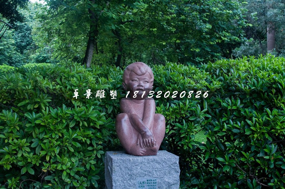 小男孩石雕，公園人物石雕