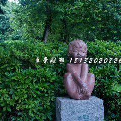 小男孩石雕，公園人物石雕