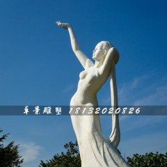 永沐春風(fēng)石雕，廣場(chǎng)漢白玉少女石雕