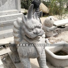 獨(dú)角獸石雕，青石神獸