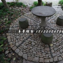 青石圓桌圓凳，公園桌椅石雕