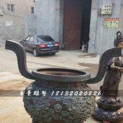 香爐雕塑，寺廟三足銅香爐