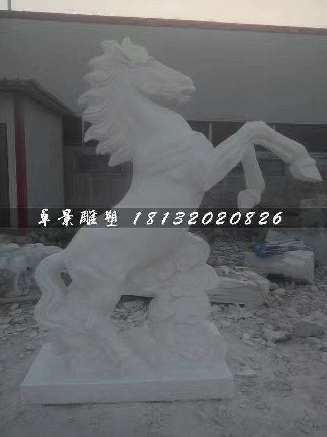 馬踏祥云石雕，漢白玉石雕馬 (3)