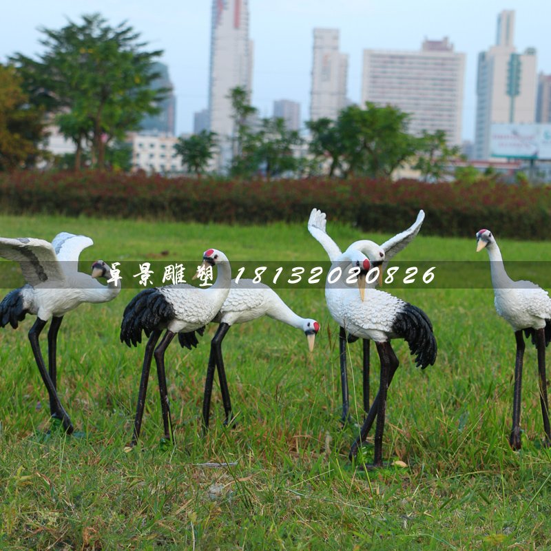 仿真動物雕塑，玻璃鋼仙鶴雕塑 (2)