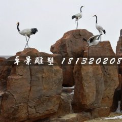 仿真仙鶴雕塑，玻璃鋼動物雕塑