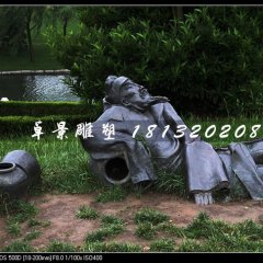 李白醉酒銅雕，公園詩(shī)人銅雕