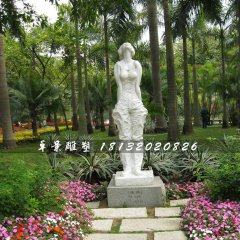 清風(fēng)石雕，公園少女石雕