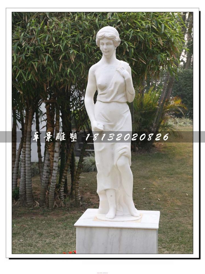 漢白玉美女石雕，公園人物雕塑