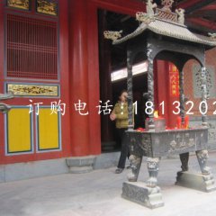 銅雕香爐，寺廟方形香爐銅雕