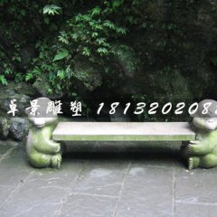 小猴造型長椅石雕，公園石椅子