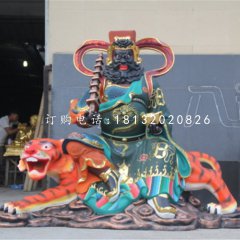 騎虎財(cái)神趙公明雕塑，玻璃鋼武財(cái)神