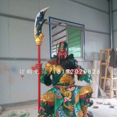 彩繪關公雕塑，玻璃鋼武財神