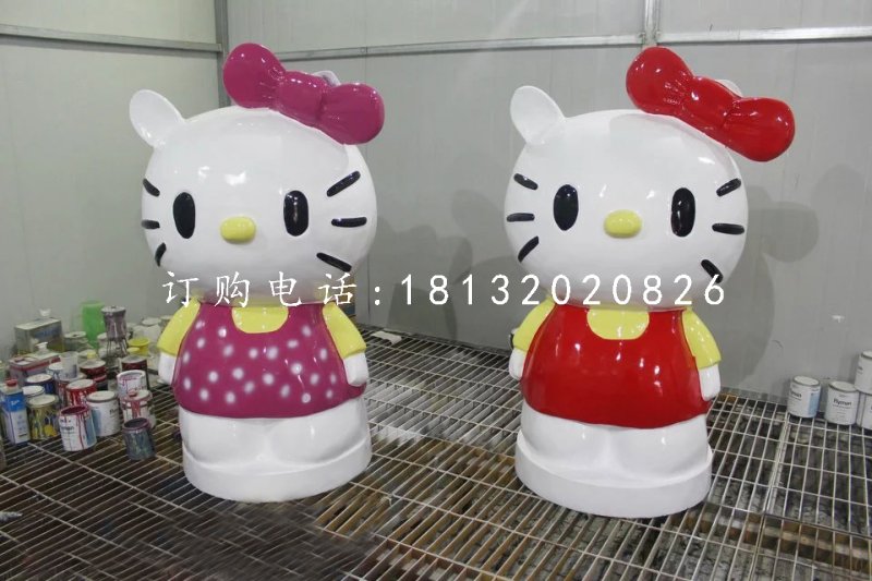 玻璃鋼hello kitty雕塑，卡通雕塑