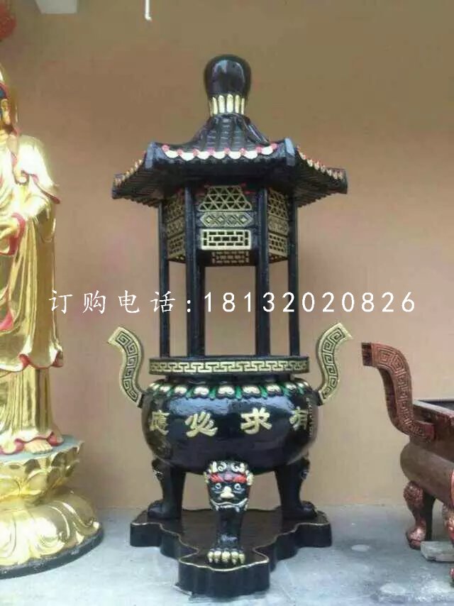 有求必應(yīng)香爐雕塑，寺廟銅香爐