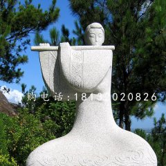 吹笛子雕塑，抽象古代美女石雕