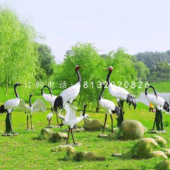 玻璃鋼丹頂鶴，仿真動物雕塑，公園景觀雕塑