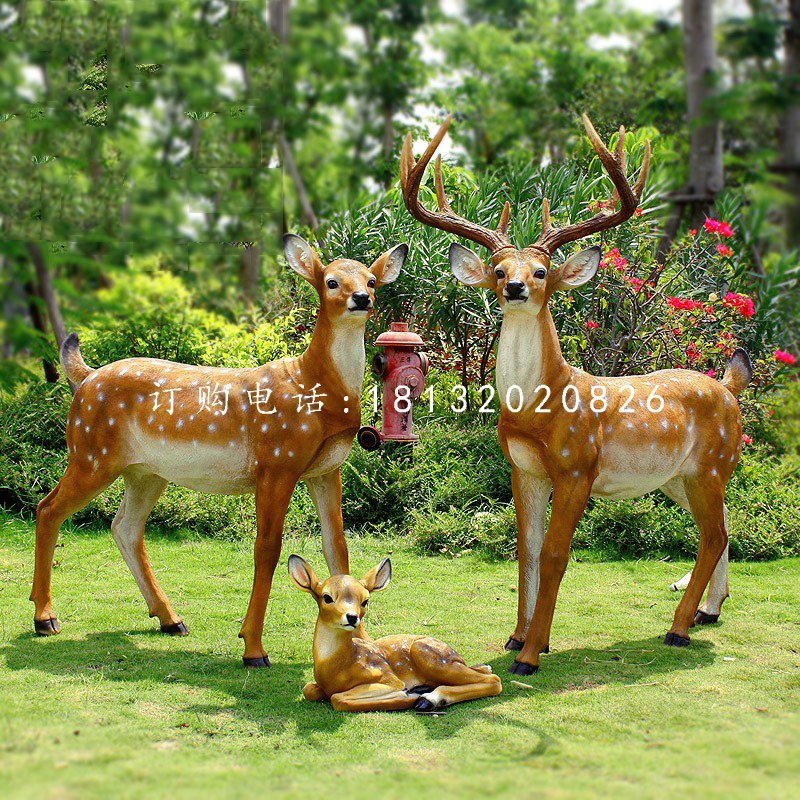 仿真梅花鹿雕塑，玻璃鋼仿真動物，公園動物雕塑 (6)