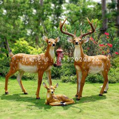 仿真梅花鹿雕塑，玻璃鋼動物雕塑