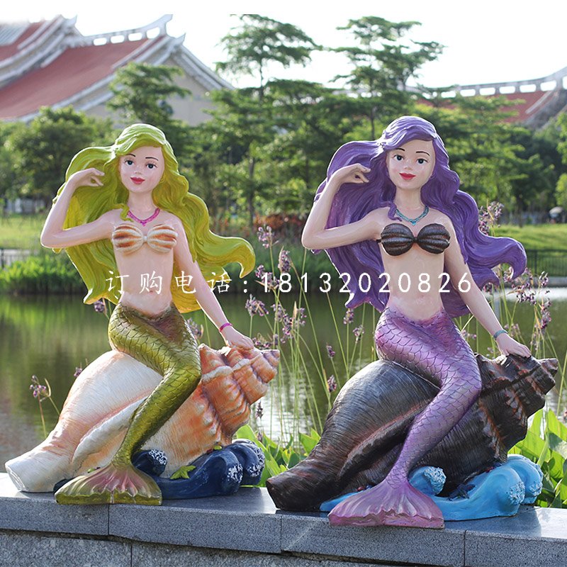 玻璃鋼卡通小美人魚 公園卡通人物雕塑.jpg