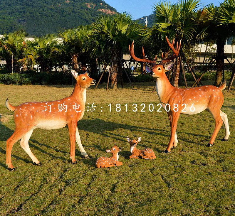 仿真梅花鹿擺件，玻璃鋼景觀動物擺件