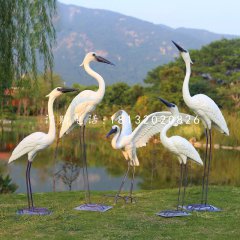 白鷺雕塑，公園玻璃鋼仿真動物