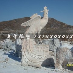 晚霞紅古代神獸鳳凰石雕