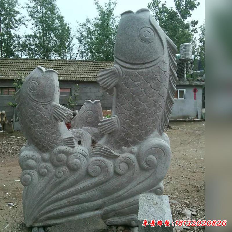 石雕魚(yú)，公園噴泉魚(yú)動(dòng)物雕塑 (3)