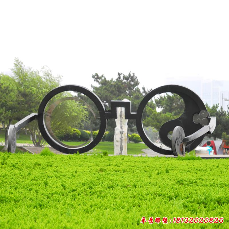 不銹鋼眼鏡雕塑，公園景觀雕塑