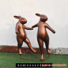 公園動物兔銅雕