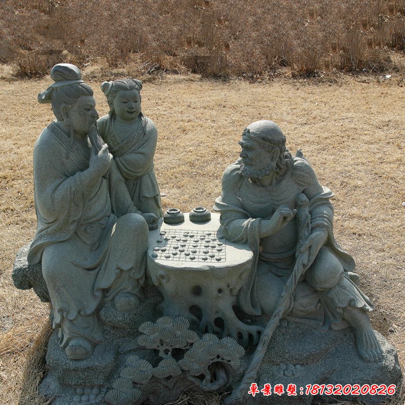 八仙下棋銅雕，公園小品銅雕 (2)